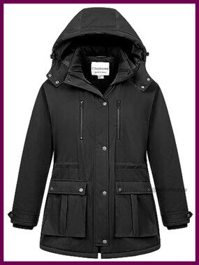 Plus Size Winter Parka Insulated Waterproof Fleece Lined Hooded Coat